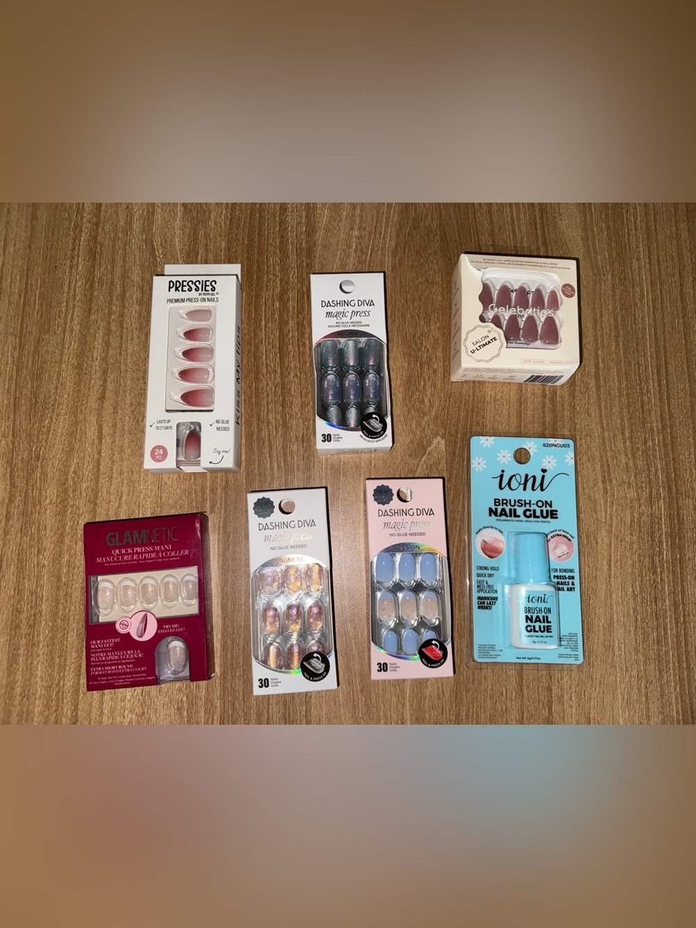 6 Press on Nail kits and glue - Dashing Diva - Glamnetic - Celebritips - NIB!